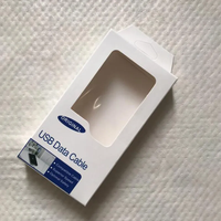 Boîte en papier d'affichage de vente au détail vide recyclable personnalisée pour micro-chargeur, câble de données USB avec fenêtre transparente