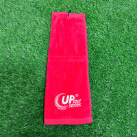 Serviette de sport de golf teintée sur mesure avec logo, serviettes de sport de gym 100 % coton, serviette de golf pliée en trois avec mousqueton et logo brodé