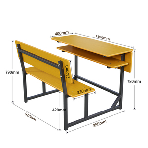 SRLT Banco <span class=keywords><strong>e</strong></span> Sedia Doppio per Due Persone, Arredo Scolastico, Tavolo <span class=keywords><strong>e</strong></span> Sedia per Studio dei Bambini - Product Image 2