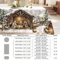 Nappe de Noël blanche stable à thème de la Nativité de Jésus, prix d'usine, pour décoration religieuse de la maison, personnalisable