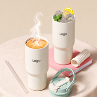 Gobelet isotherme en acier inoxydable 316 de 750 ml avec revêtement céramique, double ouverture, avec poignée, grande capacité, tasse à café unisexe pour l'extérieur