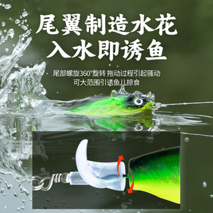 Leurre de surface Ikeba Topwater Pencil Lure avec rotation de la queue à 360 degrés, flottant, pour la pêche au bar - Product Image 1