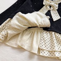 Ensemble deux pièces pour filles, haut en coton à pois avec nœud papillon et pantalon évasé, collection printemps/automne 2026