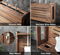 Boîte de rangement murale rectangulaire en bois pour routeur WiFi avec design écologique, organisateur de câbles et cache-modem
