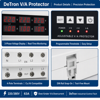 Protecteur de tension triphasé CA réglable CE 4P 63A/100A avec écran LCD, protection contre les surtensions/sous-tensions 5kVA pour centre de données