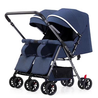 Poussette Bébé Légère Bidirectionnelle, Pliable, Grandes Roues, Double Siège, Inclinable, pour Deux Enfants