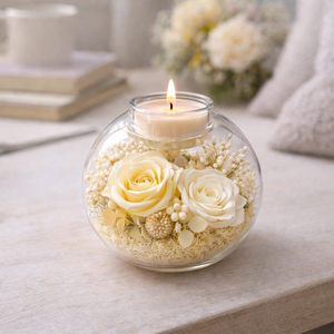 Decoración Festiva para el Hogar, Regalos de Flores Eternas para Ella, Pequeña Rosa Preservada con Vela Decorativa para Venta en Línea y Tiendas de Regalos - Product Image 6