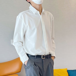 M-2XL hommes édition coréenne Non fer à manches longues chemise printemps mode décontracté simple boutonnage chemise haut Streetwear - Product Image 4