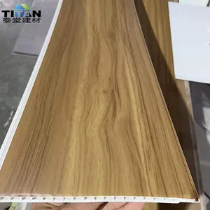 200*8 Panel de pared de Pvc de efecto de madera Techo liso Panel de pared de madera Pvc