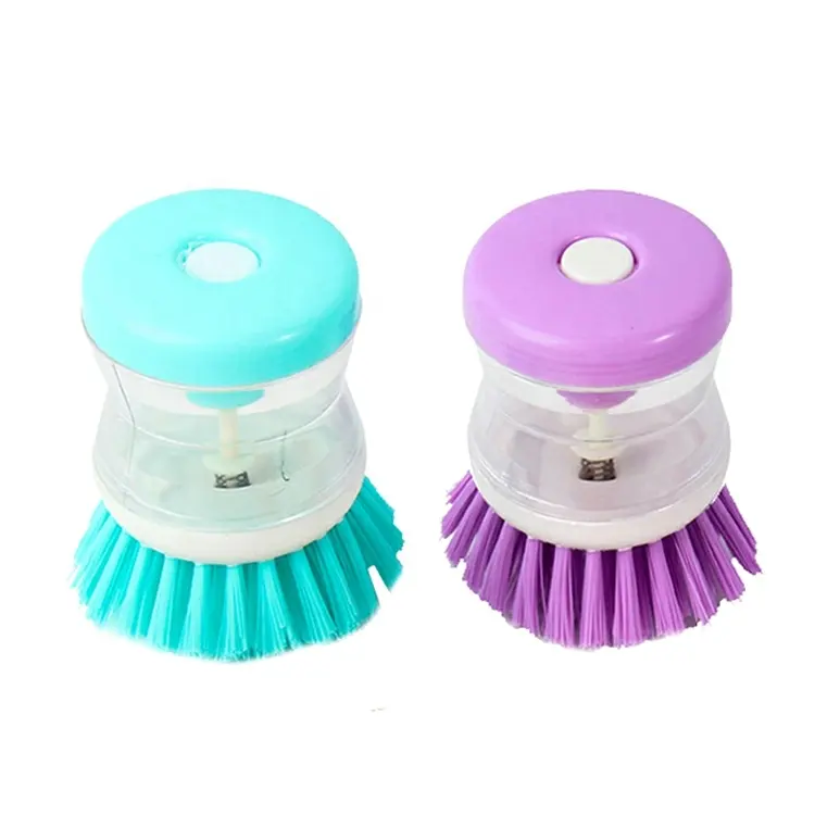 Factory Low Price Household Kitchen Tools Plastic Liquid Soap Dispenser Pot Dish Cleaning plastic Brush with Washing Up Liquid