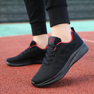 Chaussures de marche en mesh noir pour hommes, lacets, bout rond, respirantes, semelle extérieure en caoutchouc, semelle intermédiaire en EVA, baskets décontractées toutes saisons - Product Image 1