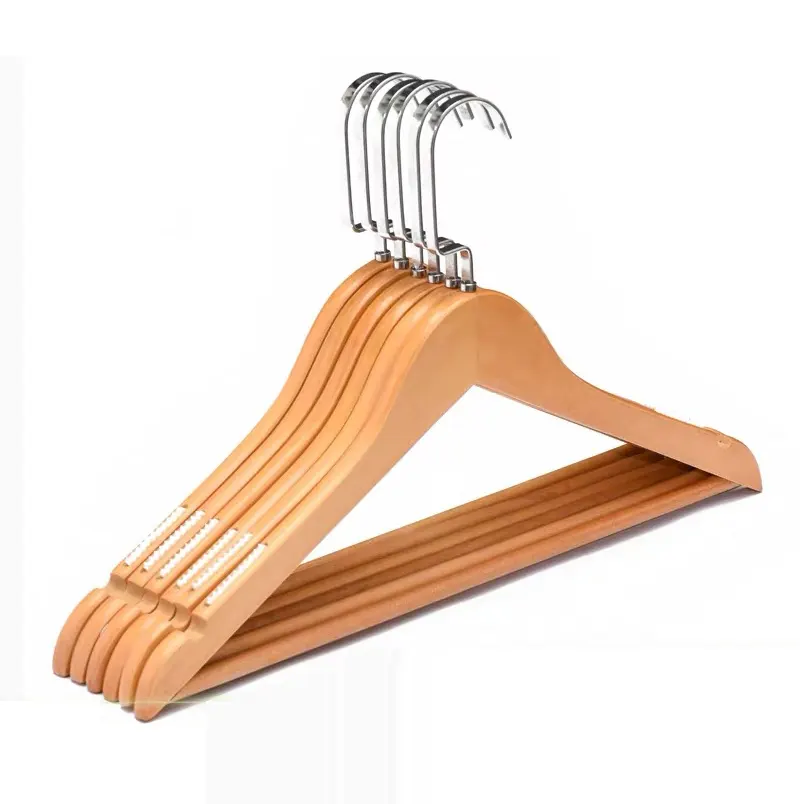 Premium Quality Wooden Luxury Natural Hotel Show Displays Coat Wood Hangers For Clothes