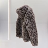 Manteau décontracté en fourrure d'agneau moelleuse pour femme, personnalisable en usine, avec capuche et grandes poches, idéal pour l'hiver