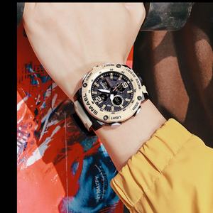 นาฬิกาข้อมือ SMAEL 8039 LED ดิจิตอล แสดงผลแบบอนาล็อก ควอตซ์ สีดำทอง สำหรับผู้ชาย กันน้ำ ตัวเรือนพลาสติก นาฬิกาสปอร์ต - Product Image 1