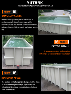 Système d'aquaculture en recirculation YUTANK pour l'élevage de poissons carrés, 6 m x 2 m x 1 m, en PP de qualité alimentaire - Product Image 5