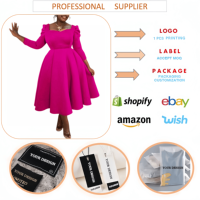 D3354 Mode Automne & Hiver Robes pour femmes Robes décontractées pour femmes Col carré Taille haute Robe trapèze Robes africaines pour femmes Vêtements