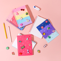 Carnet à spirale A5 promotionnel pour étudiants, couverture en silicone, bouton de dessin animé, carnet à feuilles mobiles DIY, bloc-notes portable mignon