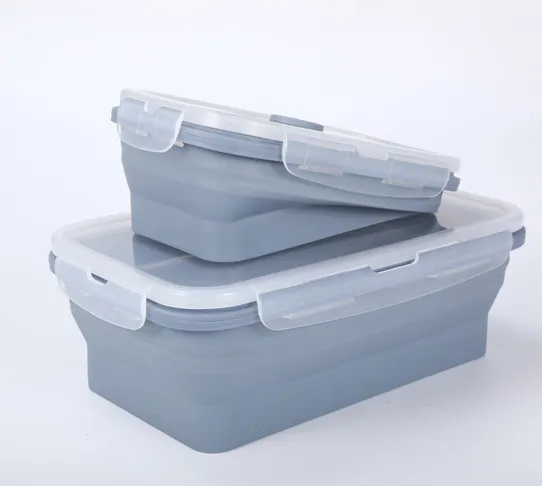 Conteneurs alimentaires pliables en Silicone colorés et respectueux de l'environnement, boîte à Bento avec couvercle de 4 paquets de 1200ML
