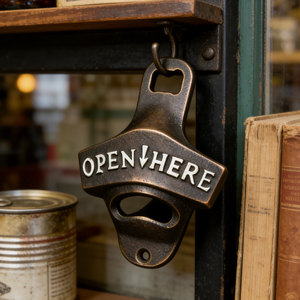 ที่เปิดขวดติดผนังแบบพวงกุญแจ ทำจากโลหะผสมสังกะสี พร้อมเคลือบทองแดงโบราณ และเคลือบด้วยฝาขวดเบียร์ - Product Image 4