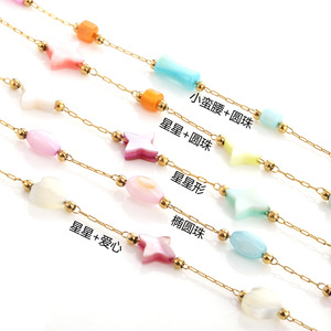 Candy Colored Star Heart Resin Beaded <b>Chain</b> Gold Plated DIY Bracelet Necklace Material Unisex Fashion Jewelry Zhejiang Origin - Product Image 2