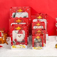 Neue Weihnachtsgeschenkverpackungstasche mit Fenster, goldene Schrift, bedruckt mit 'Merry Christmas', grüne und rote Papiertüte für Weihnachtsveranstaltungen