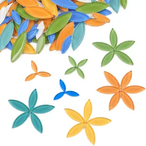 반투명 혼합 크기 다채로운 예술 DIY 꽃잎 모양 대량 공예 유리 모자이크 타일