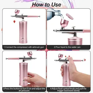 Airbrush Nail With Compressor Portable Air Brush Nails Compressor for Nail Art Paint Model Painting Crafts Wireless <b>Spray</b> Gun - Product Image 2
