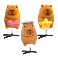 Barrettes à cheveux en peluche capybara personnalisées mignonnes de dessin animé, conception de motif OEM, barrette à cheveux en peluche en forme d'animal en peluche avec LOGO