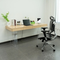 Escritorio Moderno Ergonómico en Forma de L, Suspendido, de Acrílico y Madera Sólida, Convertible y Extensible, con Cajón para Archivos, para Oficina en Casa