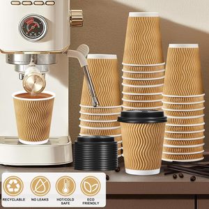 Multi-Size Biodegradable Eco-Friendly Microwave Safe Recyclable Printing Portable <b>Corrugated</b> <b>Paper</b> Coffee Cups Disposable - Product Image 2