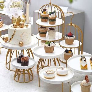 Luxury White & Gold Ceramic Dessert Display <b>Stand</b> - <b>3</b>-<b>Tier</b> Tiered <b>Cake</b> <b>Stand</b> & Pastry Serving Tray for Weddings - Product Image 4