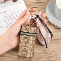 Nouvelle mini pochette en cuir pour femme, mignonne et tendance, avec boucle porte-clés de voiture, forme ronde simple, pour foulard et monnaie, avec fermeture éclair