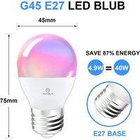 Ampoule LED intelligente Antela E27 4,9W RGB à intensité variable, contrôle Wi-Fi, application d'automatisation domestique, 25000 heures, garantie de 2 ans, 85-265V