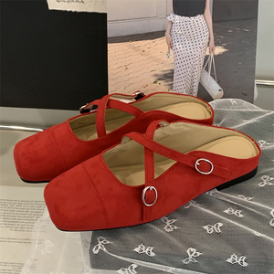 Sandales plates pour femmes de style asiatique du Sud-Est, bout carré, confortables, antidérapantes, plateforme tendance - Product Image 4