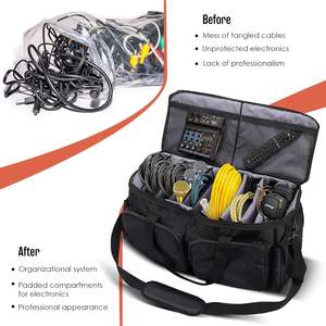 Sound Equipment DJ Gear Musician Accessories <b>Dividers</b> Cable File Gig <b>Bag</b> Detachable Padded Bottom DJ Equipment <b>Bag</b> - Product Image 2