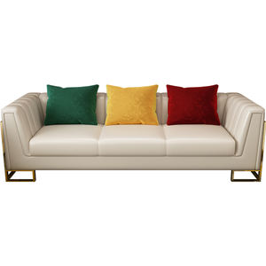 มาใหม่เฟอร์นิเจอร์ห้องนั่งเล่นโซฟาหรูหราทันสมัยหนังสีเบจ1 + 2 + 3ชุดเฟอร์นิเจอร์ - Product Image 6