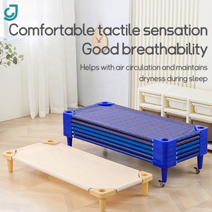 Cama de bebé para niños, juego de cuna de guardería, fabricante de cama estándar, tela superior, niños, guardería, escuela, muebles apilables para niños, azul - Product Image 5