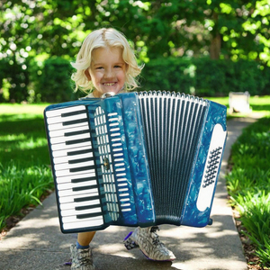 Accordéon diatonique portable bleu, clavier à 7 boutons, connecteur RCA pour enfants JB702 - Product Image 3