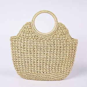 <span class=keywords><strong>Sac</strong></span> fourre-tout en <span class=keywords><strong>paille</strong></span> tressé fait main style bohème avec poignée circulaire, <span class=keywords><strong>sac</strong></span> d'été ouvert pour les vacances - Product Image 3