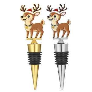 Christmas Reindeer <b>Wine</b> <b>Stopper</b> Gold Silver Metal Bottle Seal Christmas Gift - Product Image 3