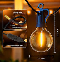Guirlandes lumineuses d'extérieur connectables et à intensité variable, ampoules LED G40 en plastique, pour patio, jardin, décoration extérieure, 30 pieds, 50 pieds, 100 pieds