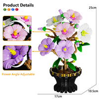 MJI 13118 Ornamen Kreatif Hibiscus Mutabilis Bunga Mawar Mainan Blok Bangunan Set Blok Perakitan Mainan Hadiah HBD Juguetes Grosir