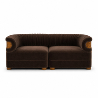 Meubles sur mesure de luxe pour salon, canapé deux places en velours, canapé Chesterfield modulaire en bois de palisander.