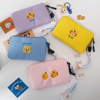 Dompet Koin Kartun Korea Lucu untuk Anak Perempuan, Dompet Kecil dengan Ritsleting, Kantong Poliester, Tempat Ponsel, Uang Receh, Tas Mini Genggam