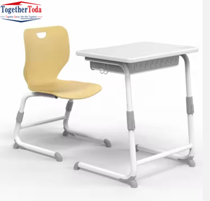 Table d'étude en plastique confortable au design moderne, ergonomique, réglable en hauteur, bureau et chaise individuels pour une utilisation en classe - Product Image 1