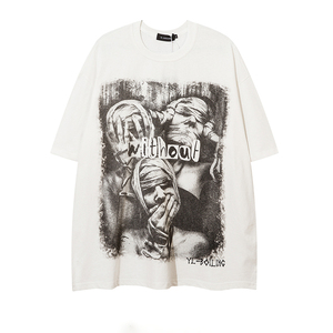 Custom Graphic Tees T Shirts Printed Men's Silk Screen Printing Hop T-Shirt Men 260g Oversized Tshirts - Product Image 2