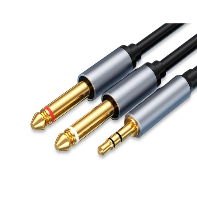 1m 3.3ft Gold-Plated 3.5mmTRS Stereo Jack Male to Dual 6.35MM TS Mono Male Y Splitter Audio Cable for Speakers