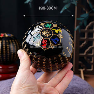 Boule de Sutra du Cœur Prajna <span class=keywords><strong>Paramita</strong></span> en Obsidienne Cristalline Naturelle pour la Décoration 20cm - Product Image 2