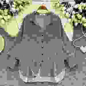 Blusas Casuales de Manga Larga con Cuello Camisero para Mujer, Camisas a Rayas, Tops Casuales para Mujer, Ropa al por Mayor - Product Image 2