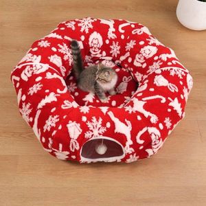 Lit pour chat en forme de donut, tunnel, niche, matelas écologique, moderne, dessin animé, amovible, lavable, édition limitée Noël - Product Image 2